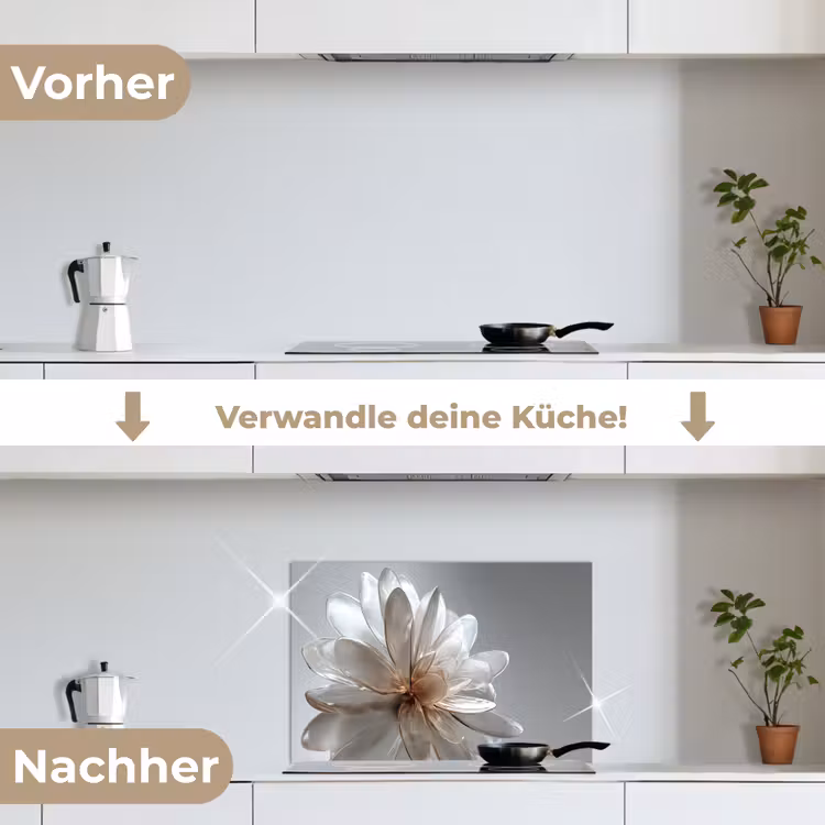 Bloem - Wit - Neutraal keuken achterwand spatscherm klein -voor_na_DE