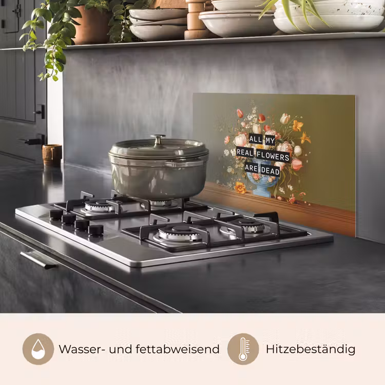 Bloem - Quote - Vintage - Art keuken achterwand spatscherm klein -usp_DE