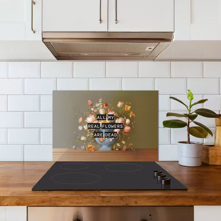 Bloem - Quote - Vintage - Art keuken achterwand spatscherm klein -sfeer2