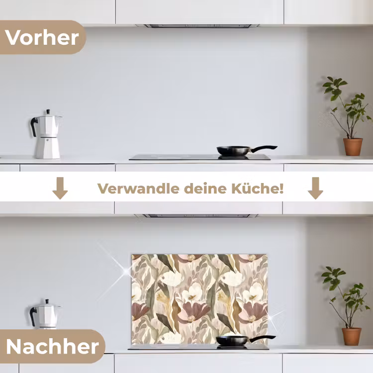 Bloemen - Aquarel - Kleurrijk keuken achterwand spatscherm klein 900 -voor_na_DE