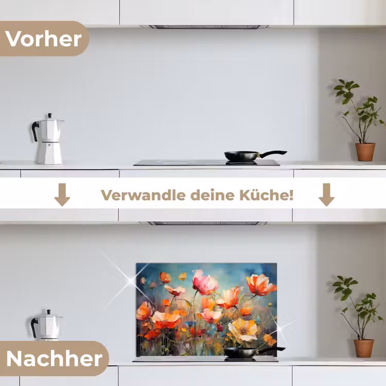 Bloemen - Watercolor - Kunst - Botanisch - Natuur keuken achterwand spatscherm klein -voor_na_DE
