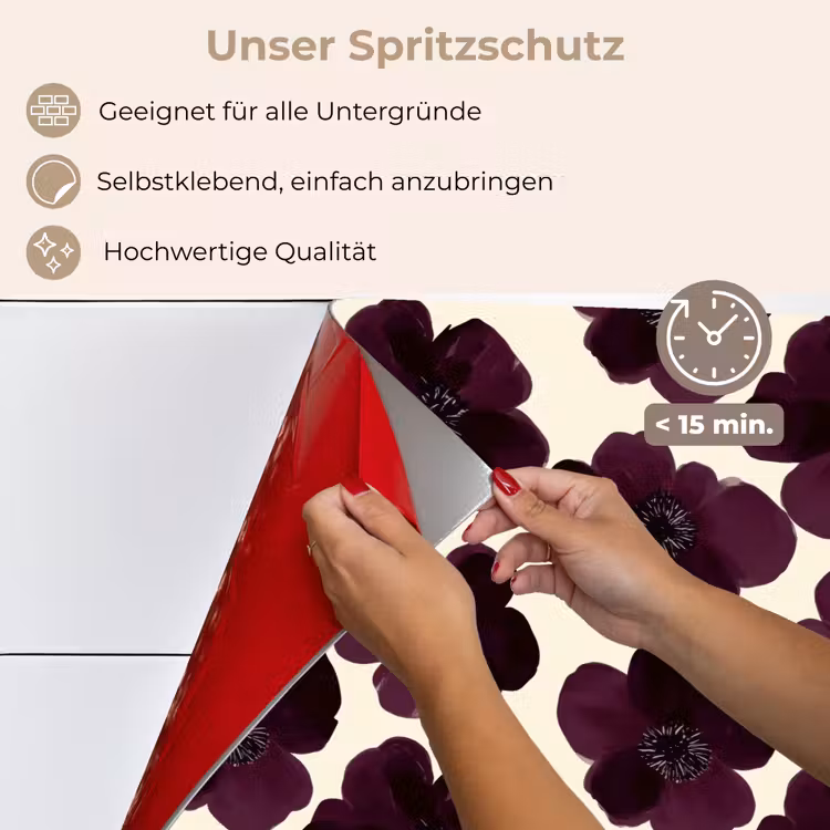 Bloemen - Aquarel - Paars keuken achterwand spatscherm klein 900 -spatscherm_DE