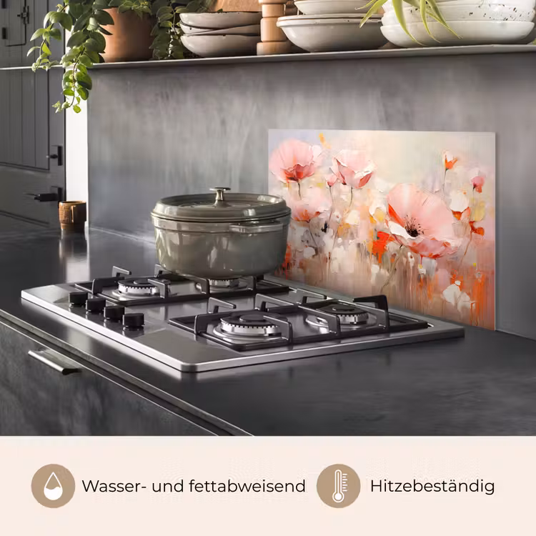 Bloemen - Watercolor - Roze - Abstract - Kunst keuken achterwand spatscherm klein -usp_DE