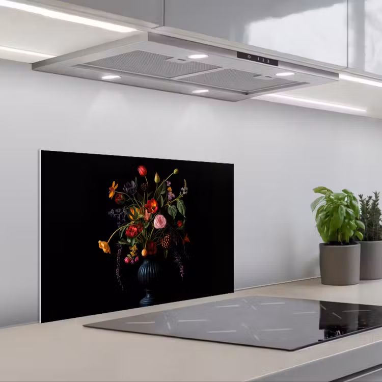 Bloemen - Bessen - Klassiek keuken achterwand spatscherm klein -3d_schuin