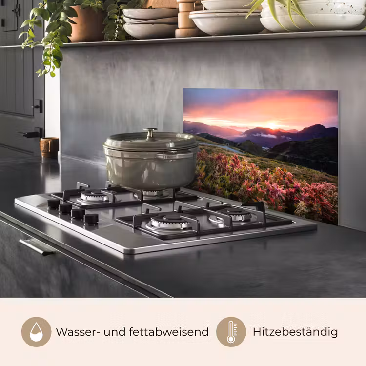 Bloemen - Bergen - Landschap - Nacht - Lucht - Roze keuken achterwand spatscherm klein -usp_DE