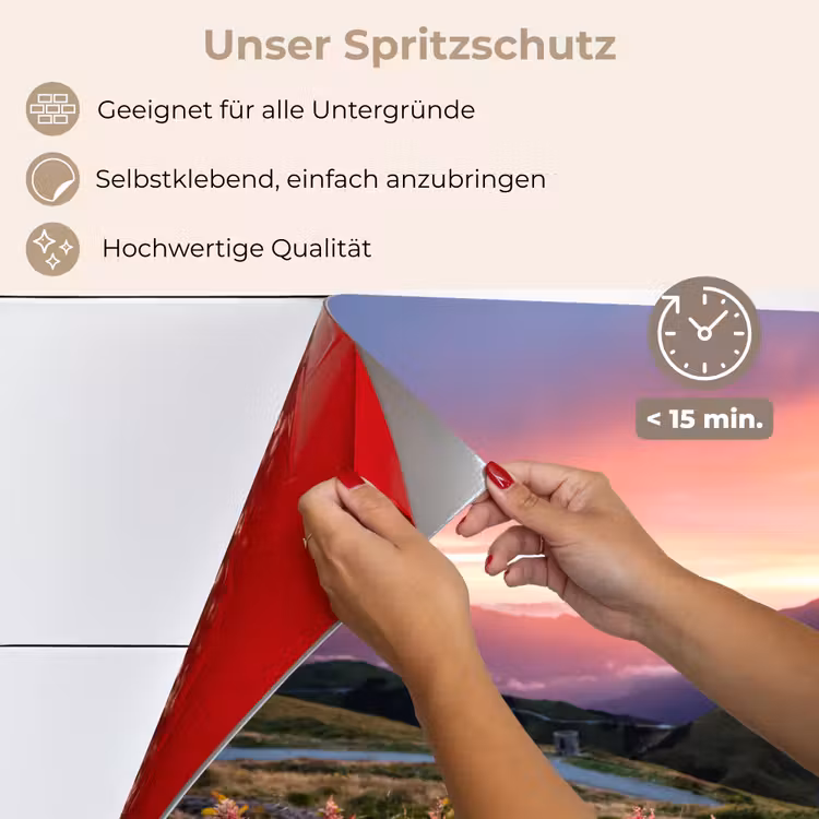 Bloemen - Bergen - Landschap - Nacht - Lucht - Roze keuken achterwand spatscherm klein -spatscherm_DE