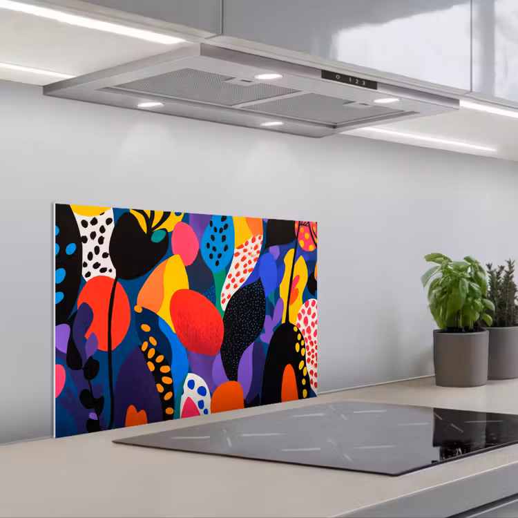 Bloemen - Bladeren - Abstract - Rood keuken achterwand spatscherm klein -3d_schuin