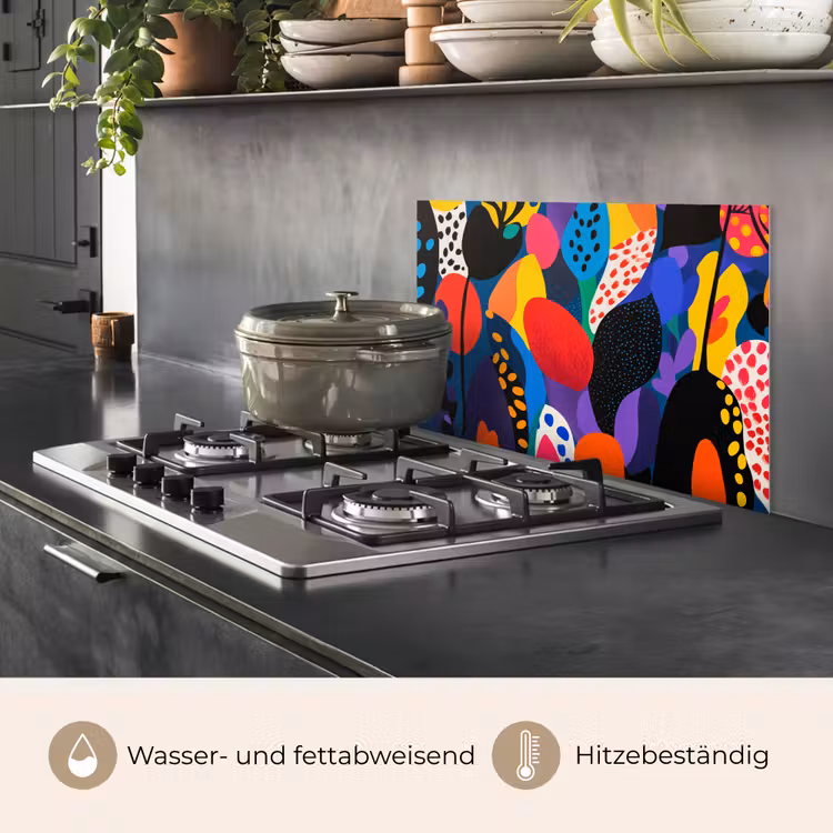 Bloemen - Bladeren - Abstract - Rood keuken achterwand spatscherm klein -usp_DE