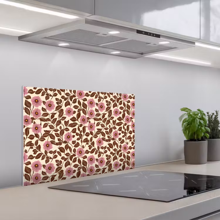 Bloemen - Bladeren - Kleurrijk keuken achterwand spatscherm klein 900 -3d_schuin