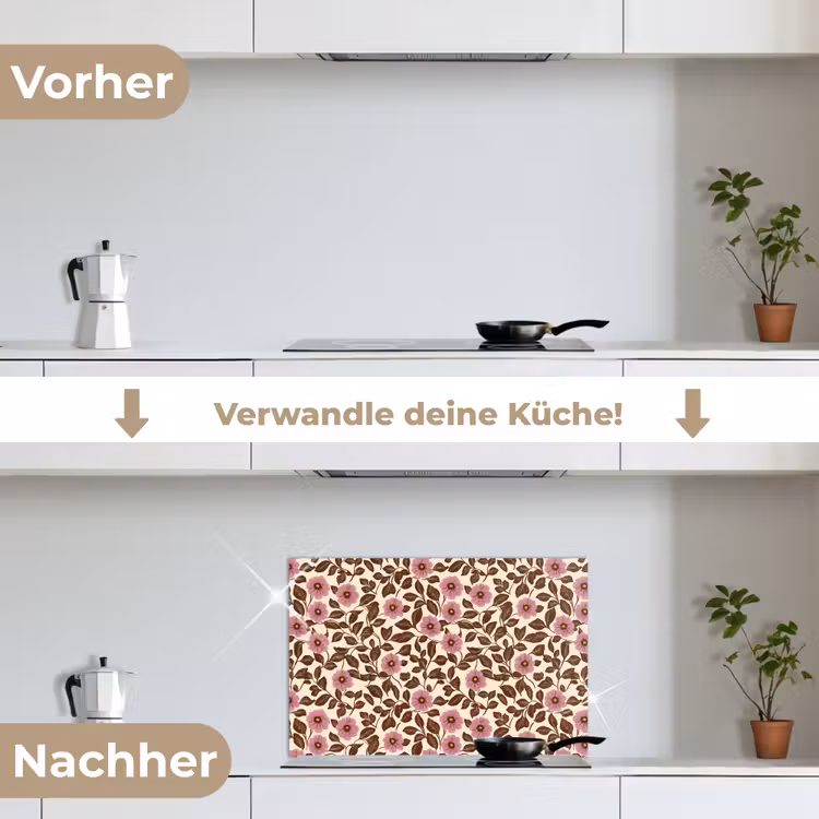 Bloemen - Bladeren - Kleurrijk keuken achterwand spatscherm klein 900 -voor_na_DE