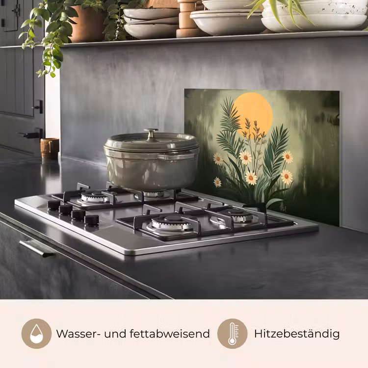 Bloemen - Bladeren - Zon - Groen keuken achterwand spatscherm klein -usp_DE