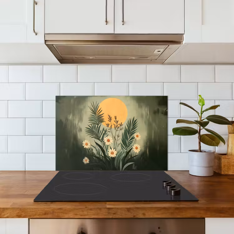 Bloemen - Bladeren - Zon - Groen keuken achterwand spatscherm klein -sfeer2
