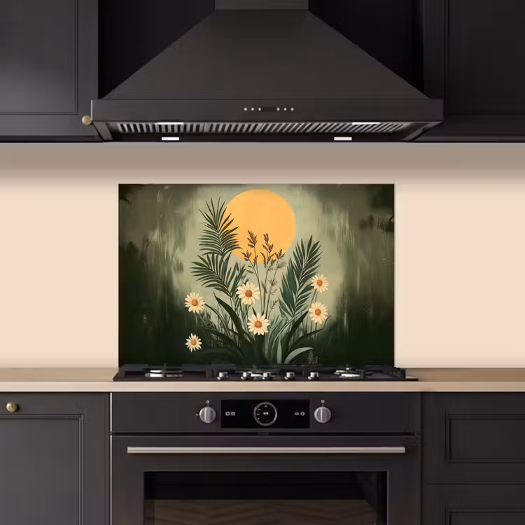 Bloemen - Bladeren - Zon - Groen keuken achterwand spatscherm klein -sfeer1