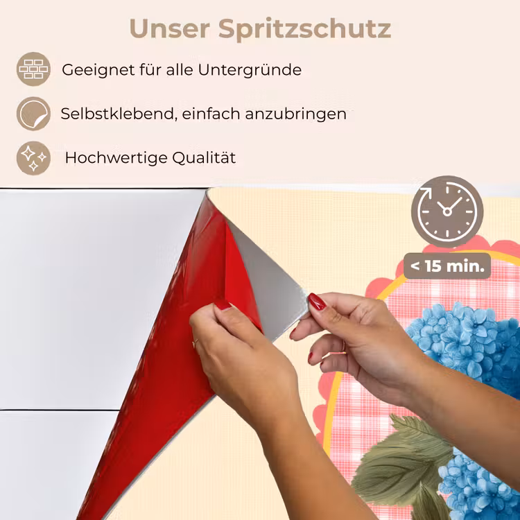 Bloemen - Blauw - Lijst - Bladeren keuken achterwand spatscherm klein -spatscherm_DE