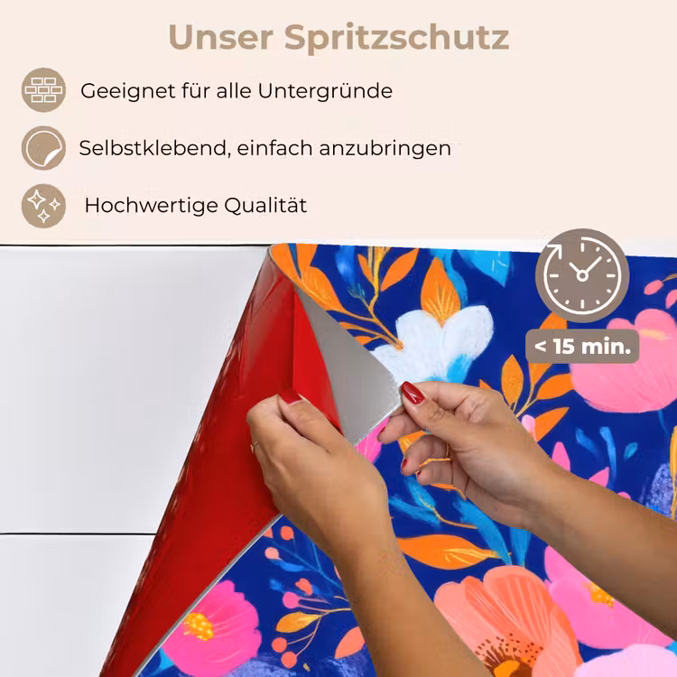 Bloemen - Blauw - Roze keuken achterwand spatscherm klein -spatscherm_DE