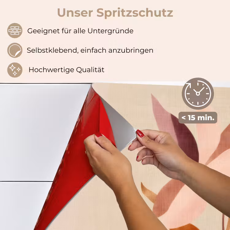 Bloemen - Blaadjes - Minimalistisch - Roze keuken achterwand spatscherm klein -spatscherm_DE