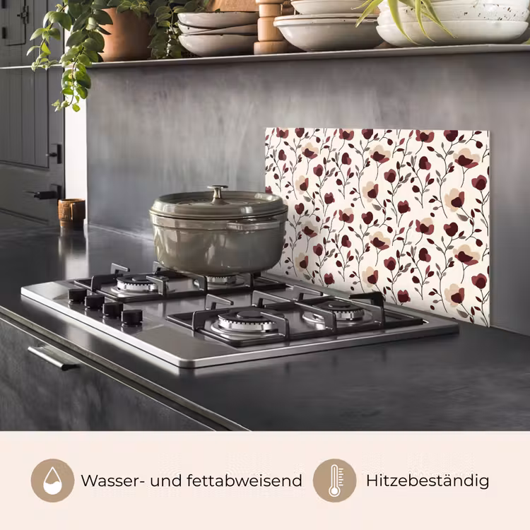 Bloemen - Botanisch - Bordeaux keuken achterwand spatscherm klein 900 -usp_DE