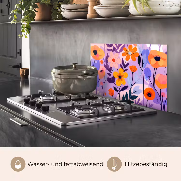 Bloemen - Kleurrijk - Bladeren keuken achterwand spatscherm klein -usp_DE