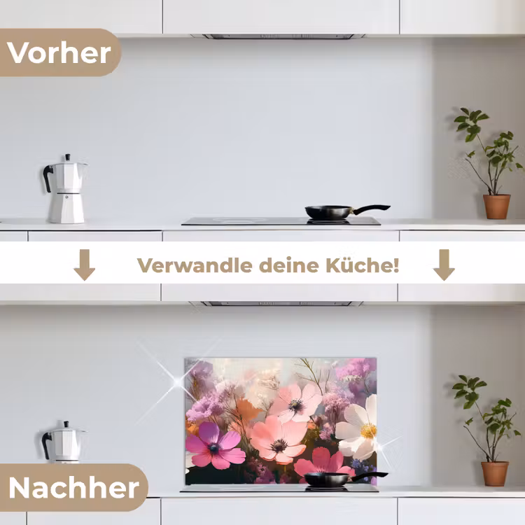 Bloemen - Kleurrijk - Bloei keuken achterwand spatscherm klein -voor_na_DE