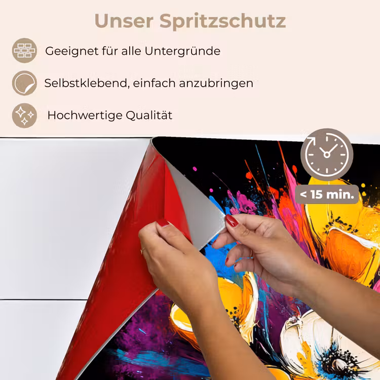 Bloemen - Kleurrijk - Graffiti - Modern - Boeket keuken achterwand spatscherm klein -spatscherm_DE