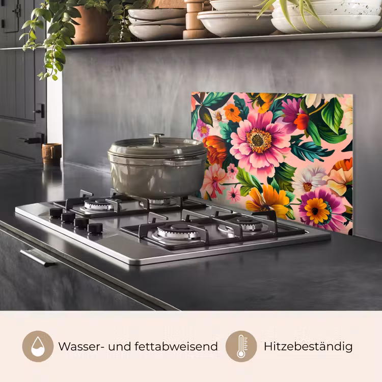 Bloemen - Kleurrijk - Roze keuken achterwand spatscherm klein -usp_DE
