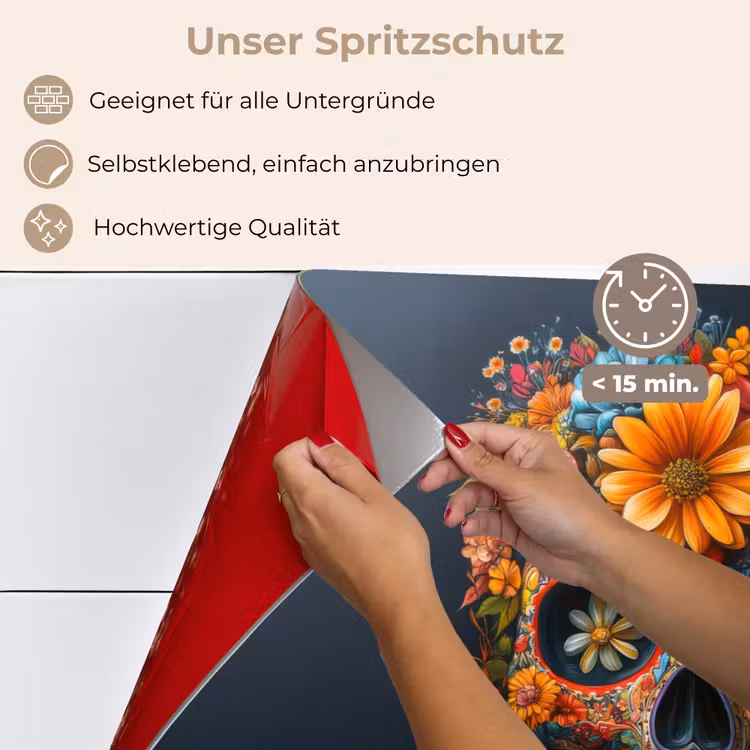 Bloemen - Kleurrijk - Schedel keuken achterwand spatscherm klein -spatscherm_DE