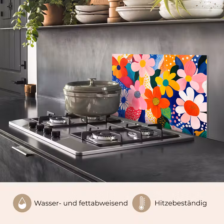 Bloemen - Kleurrijk - Stippen keuken achterwand spatscherm klein -usp_DE