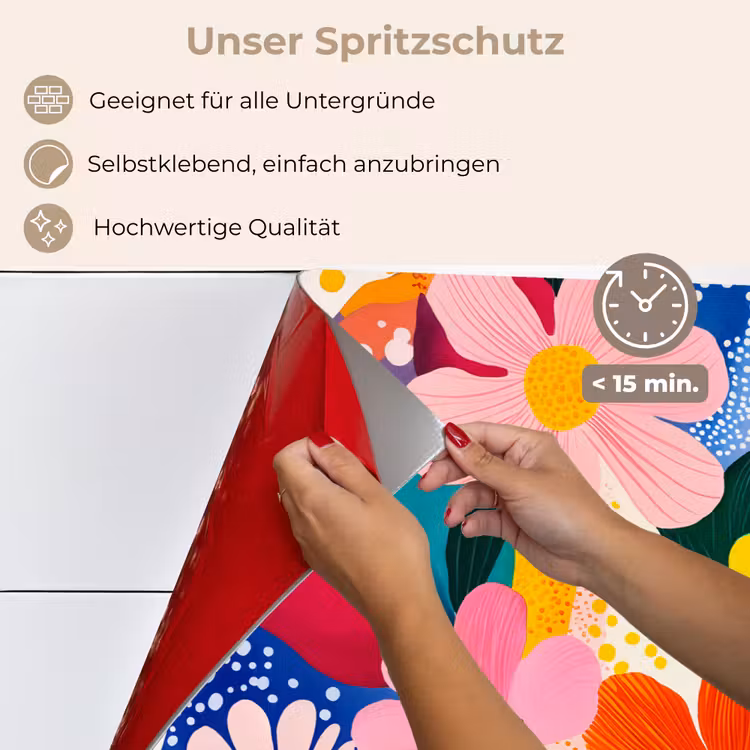 Bloemen - Kleurrijk - Stippen keuken achterwand spatscherm klein -spatscherm_DE