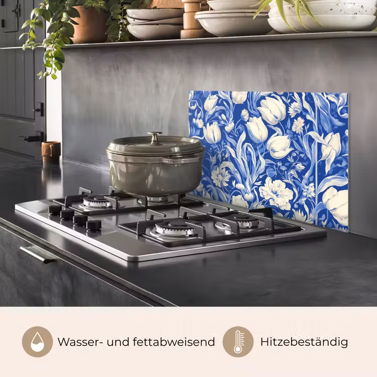 Bloemen - Delfts Blauw - Patroon - Tulp keuken achterwand spatscherm klein -usp_DE