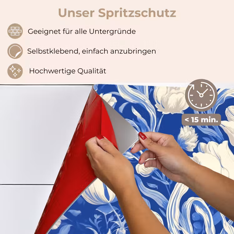 Bloemen - Delfts Blauw - Patroon - Tulp keuken achterwand spatscherm klein -spatscherm_DE