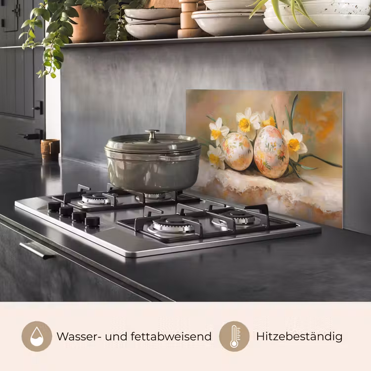Bloemen - Eieren - Geschilderd keuken achterwand spatscherm klein -usp_DE
