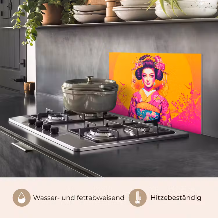 Bloemen - Vrouw - Kimono - Roze keuken achterwand spatscherm klein -usp_DE