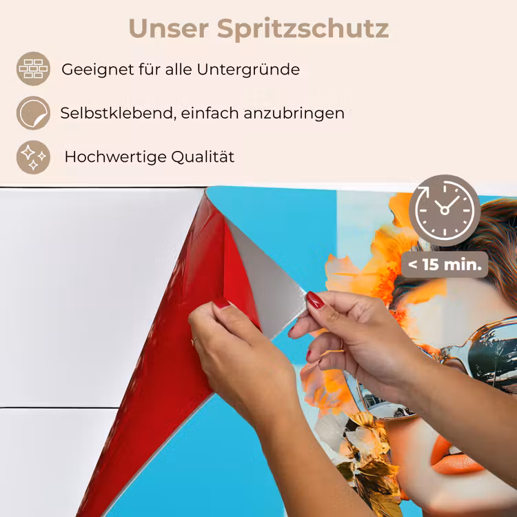 Bloemen - Vrouw - Zonnebril - Blauw keuken achterwand spatscherm klein -spatscherm_DE
