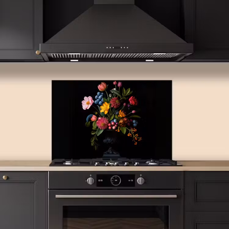 Bloemen - Vrolijk - Vaas keuken achterwand spatscherm klein -sfeer1