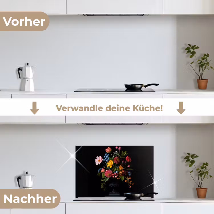 Bloemen - Vrolijk - Vaas keuken achterwand spatscherm klein -voor_na_DE