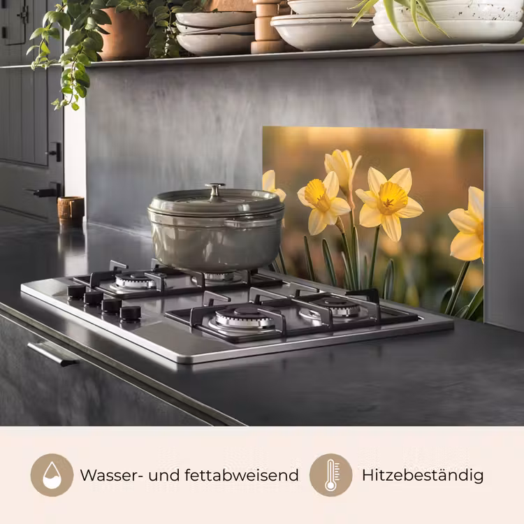 Bloemen - Geel - Wazig keuken achterwand spatscherm klein -usp_DE