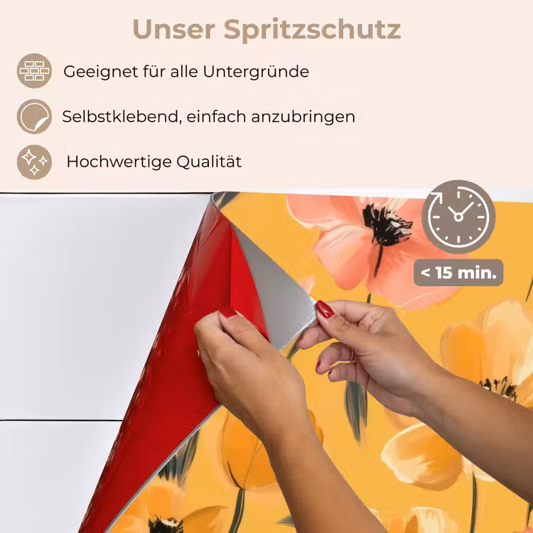Bloemen - Geschilderd - Geel keuken achterwand spatscherm klein -spatscherm_DE