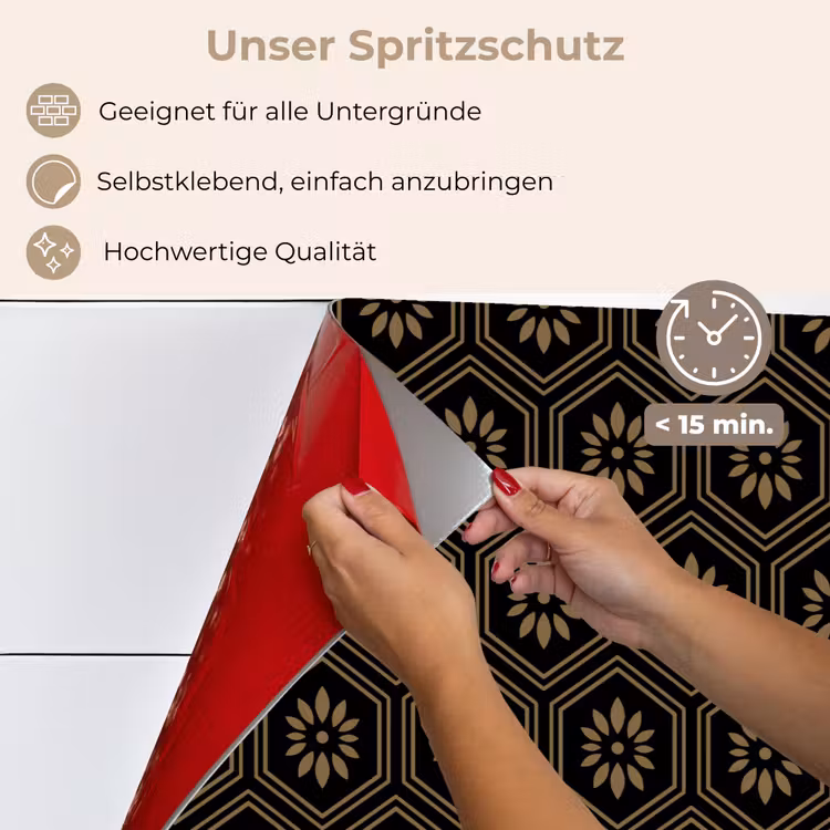 Bloemen - Goud - Hexagon keuken achterwand spatscherm klein 900 -spatscherm_DE