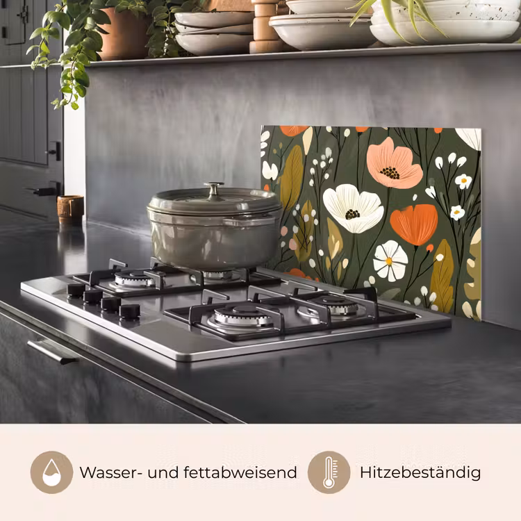 Bloemen - Illustratie - Groen keuken achterwand spatscherm klein -usp_DE