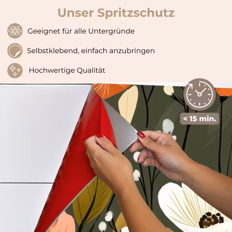 Bloemen - Illustratie - Groen keuken achterwand spatscherm klein -spatscherm_DE