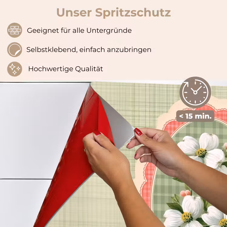 Bloemen - Illustratie - Geruit - Groen keuken achterwand spatscherm klein -spatscherm_DE