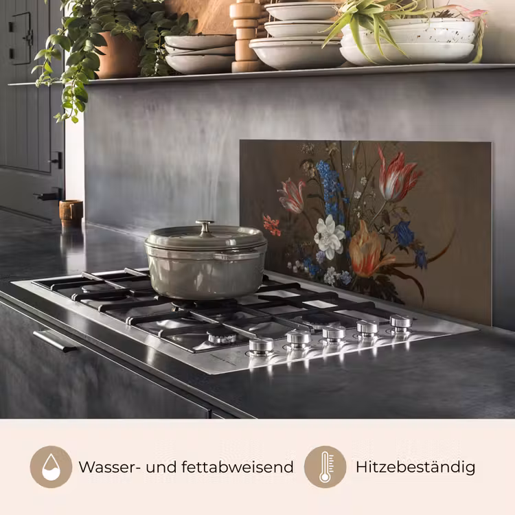 Bloemen in een Wan-Li vaas en schelpen - Schilderij van Balthasar van der Ast keuken achterwand spatscherm middel -usp_DE