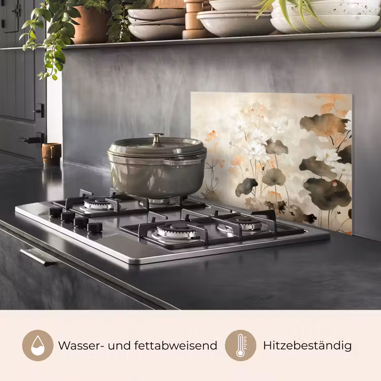 Bloemen - Japandi - Wabi sabi keuken achterwand spatscherm klein -usp_DE