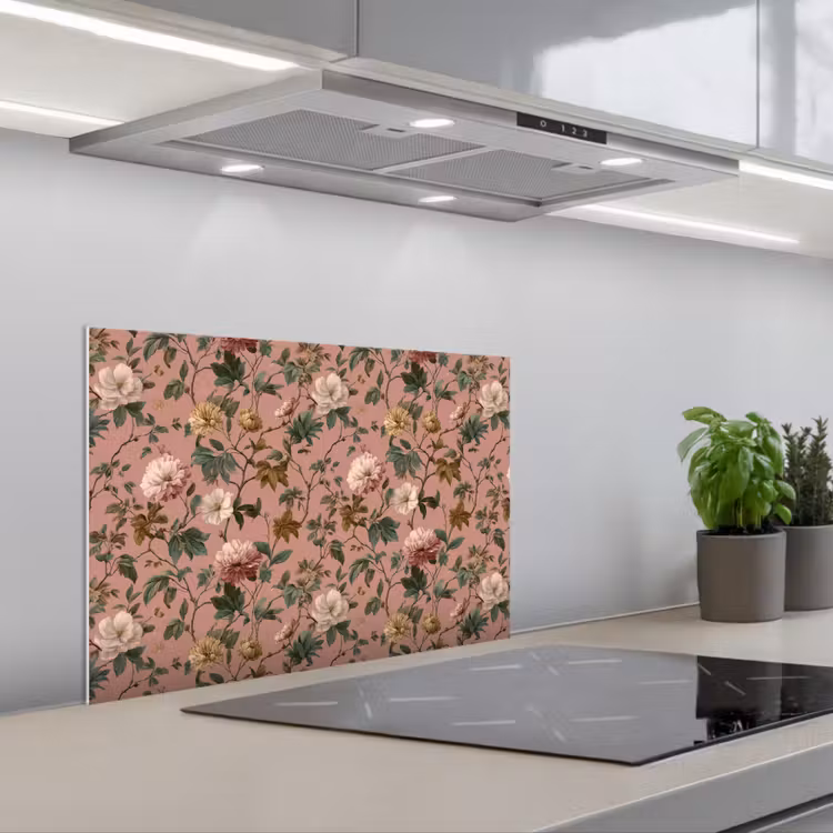 Bloemen - Klassiek - Roze keuken achterwand spatscherm klein 900 -3d_schuin