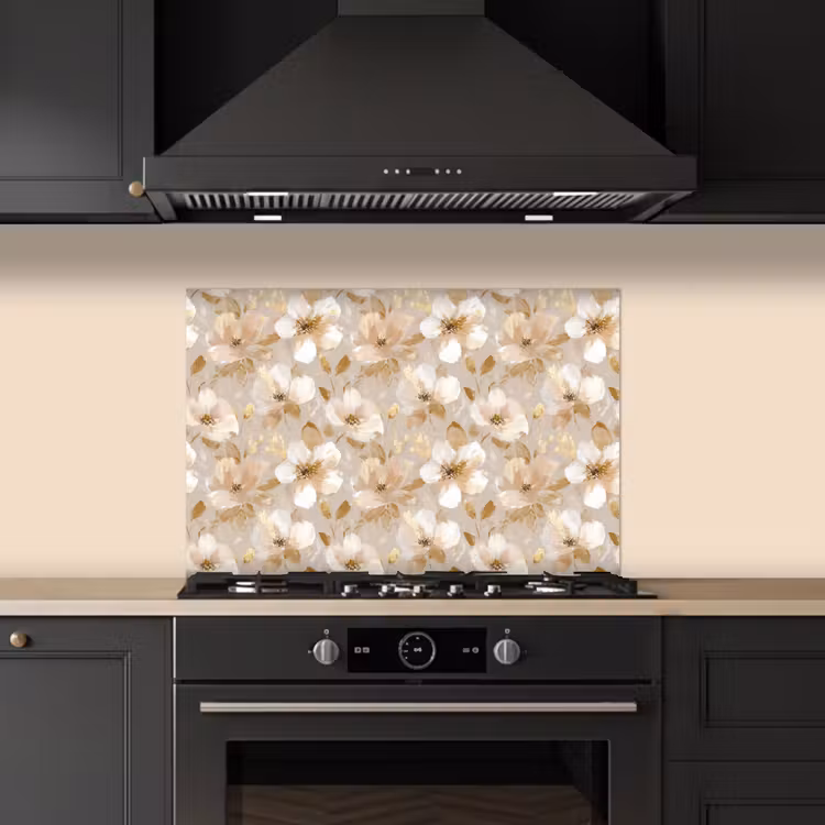 Bloemen - artistiek - Goud keuken achterwand spatscherm klein 900 -sfeer1