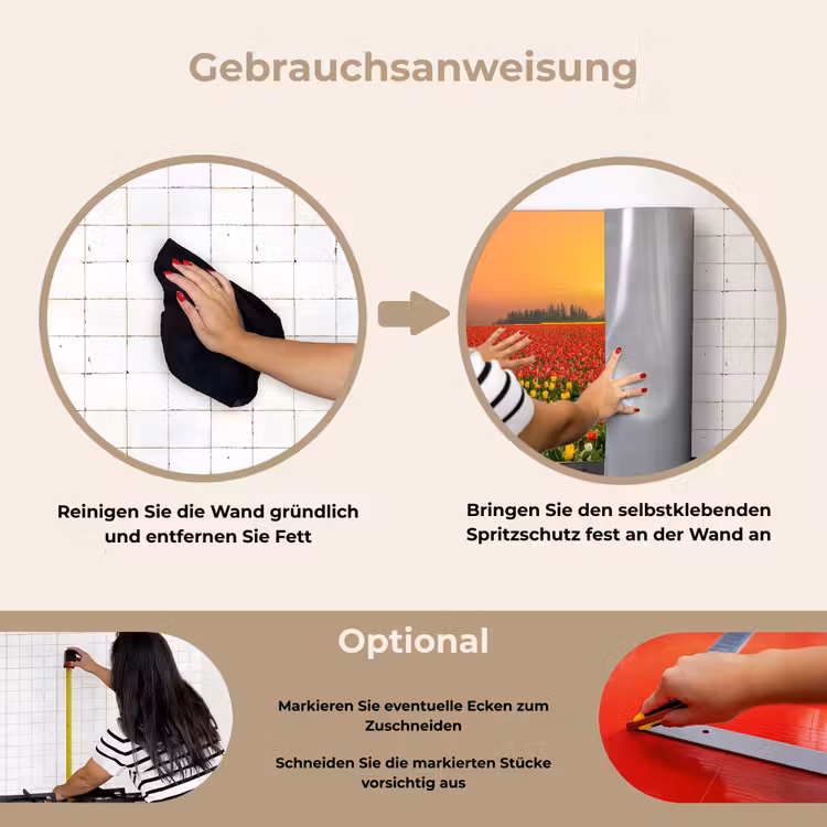 Bloemen - Landschap - Tulpen - Zonsondergang keuken achterwand spatscherm klein -gebruiksaanwijzing_DE