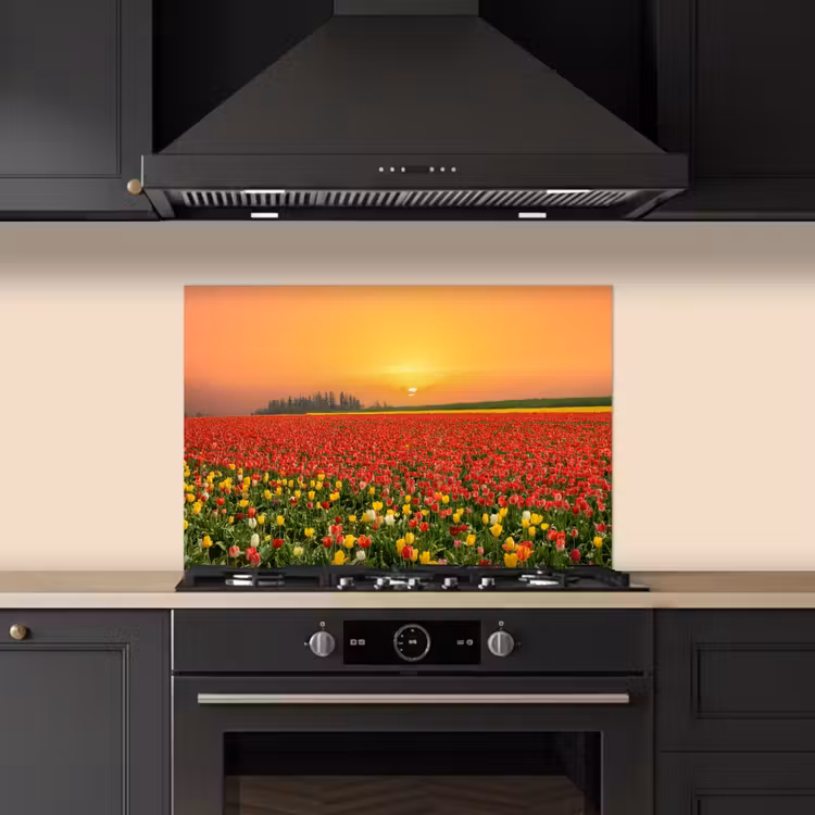 Bloemen - Landschap - Tulpen - Zonsondergang keuken achterwand spatscherm klein -sfeer1