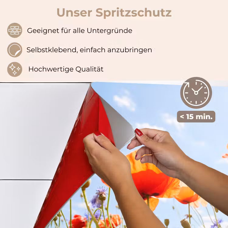 Bloemen - Klaproos - Lente - Natuur - Rood - Blauw keuken achterwand spatscherm klein -spatscherm_DE