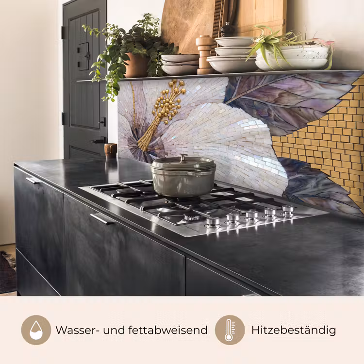 Bloemen - Mozaïek - Kunst - Modern - Goud keuken achterwand 2 middel -usp_DE