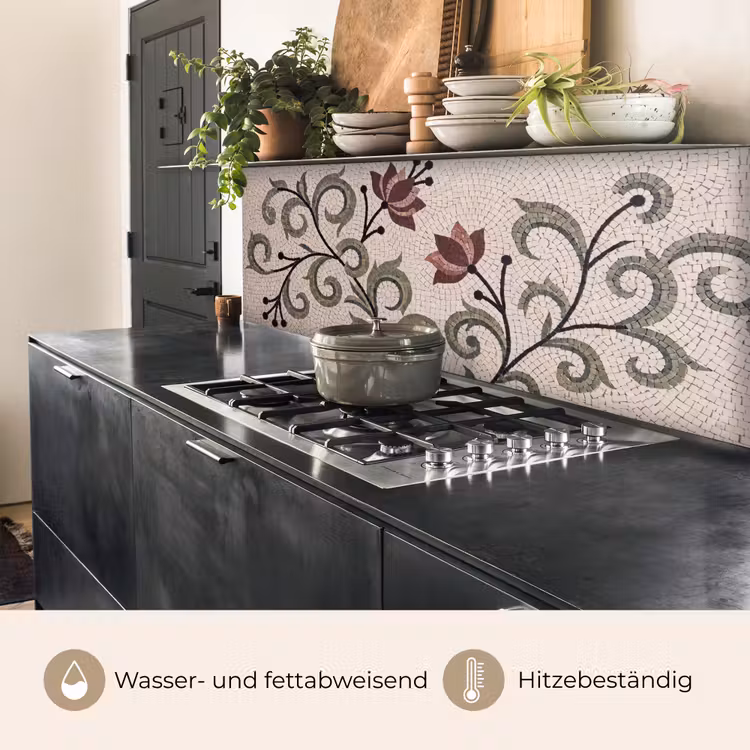 Bloemen - Mozaïek - Patroon - Abstract - Groen keuken achterwand 2 middel -usp_DE